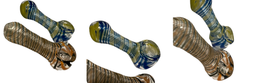 3” Small Striped Design Glass Hand Pipe Color May Vary (1 Pc)